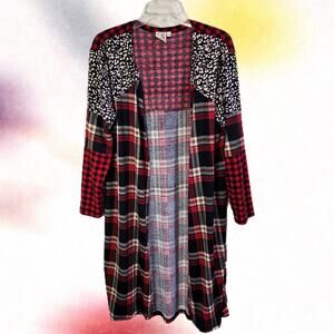 Grace And Emma Cardigan Womens S/M Boho Western Leopard Plaid Festival Style